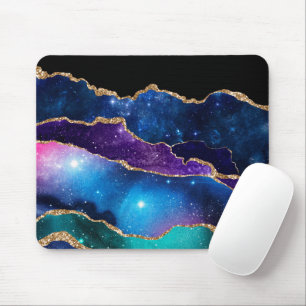 Faux Marbled Agate Stone Galaxy Sparkly Shining Mouse Mat