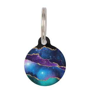 Faux Marbled Agate Stone Galaxy Sparkly Shining Pet Tag
