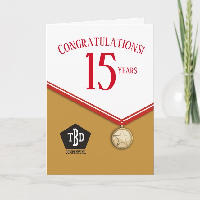 Faux medal employee 15 year anniversary card (Front)