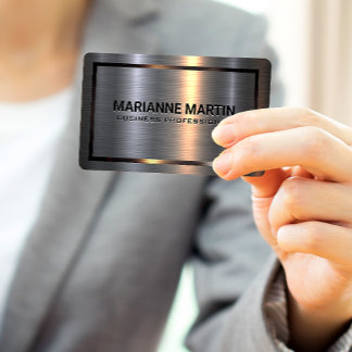 Faux Metal Aluminium Silver Brushed Print | Metall Business Card