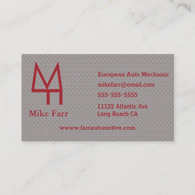 Faux Metal Business Card (Front)
