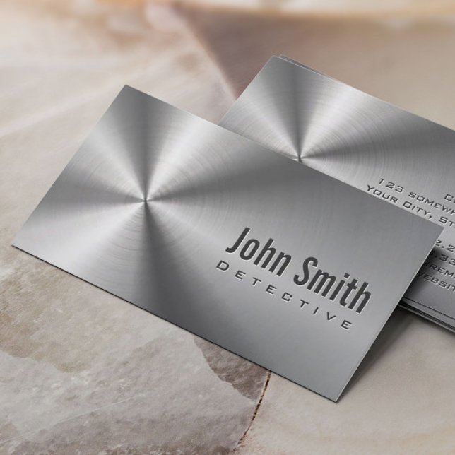 Faux Metal Cool Stainless Steel Detective Business Card (Creator Uploaded)