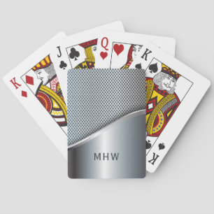 Faux Metal custom monogram playing cards