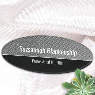 Faux Metal Diamond Plate Custom Name Tag