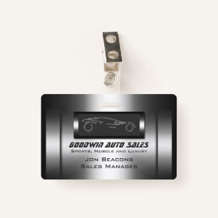 Faux metal, silver auto - Auto Sales ID Badge