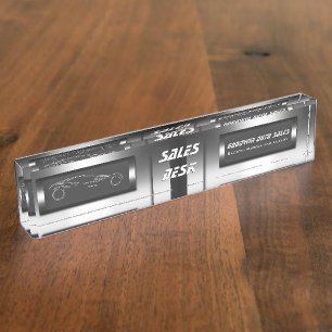Faux metal, silver auto - Auto Sales Showroom Nameplate