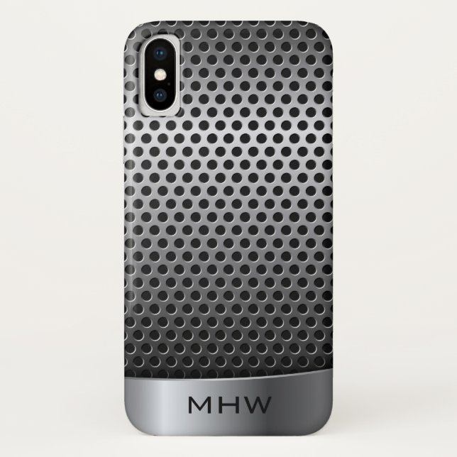 Faux Metal Texture custom monogram phone cases (Back)