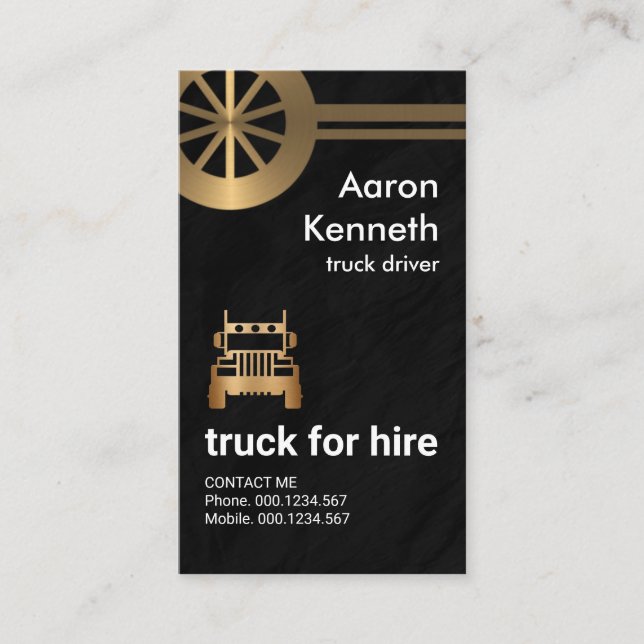 Faux Metal Tire Undercarriage Granite Grunge Truck Business Card (Front)