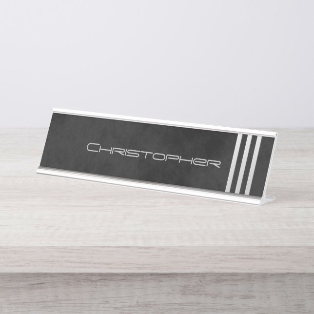 Faux Metallic Bars with Name Desk Name Plate (Front)
