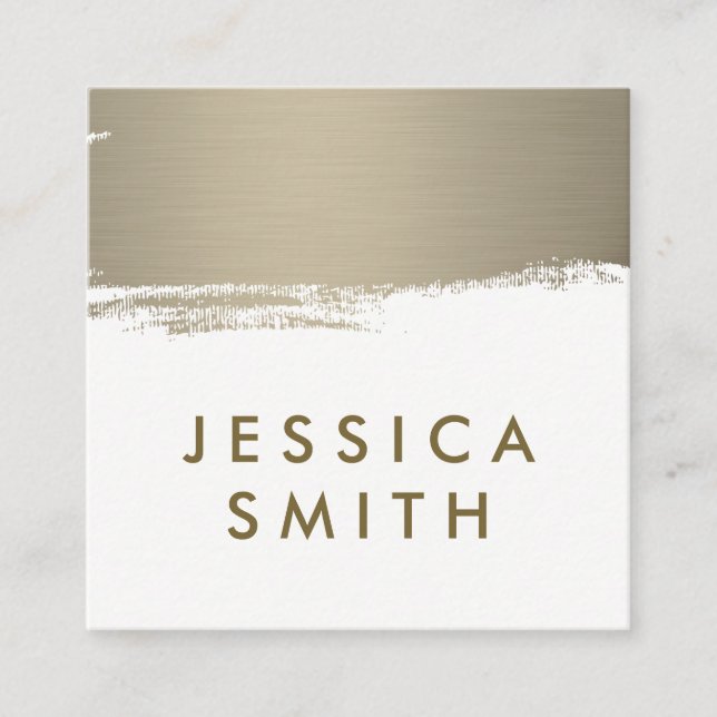 Faux Metallic Brushed Square Business Card (Front)