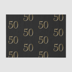 Faux Metallic Gold 50    50th Birthday Tissue Paper