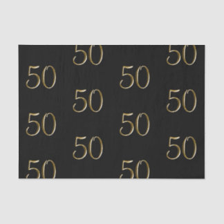 Faux Metallic Gold 50 | 50th Birthday Tissue Paper