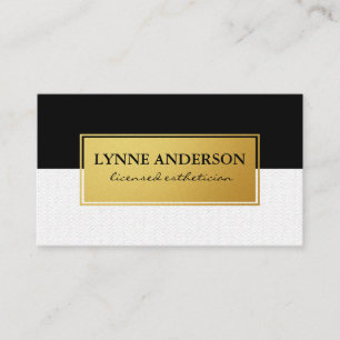 Faux Metallic Gold Black Subtle Wavy Business Card