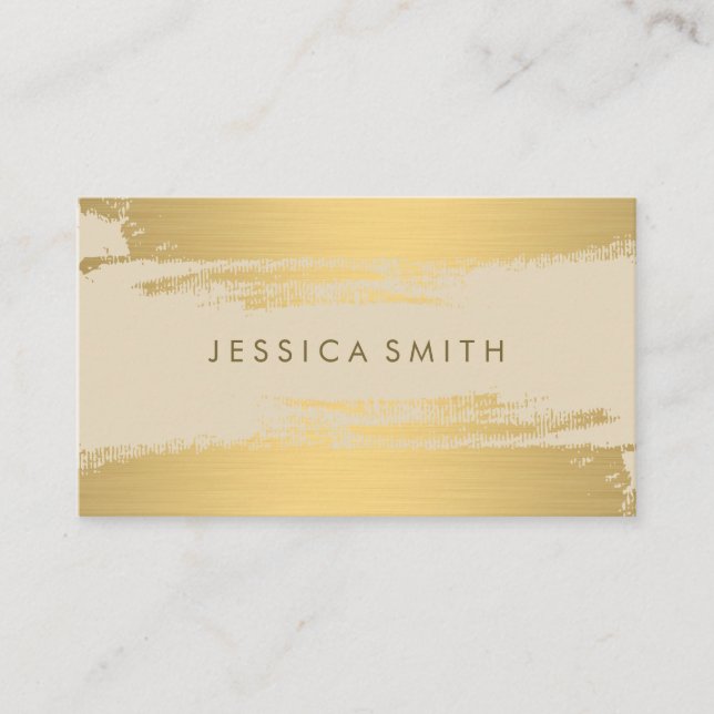 Faux Metallic Gold Brushed Business Card (Front)