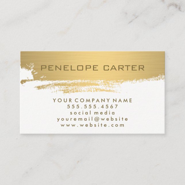 Faux Metallic Gold Brushed Business Card (Front)