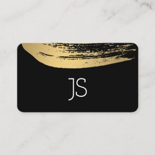 Faux Metallic Gold Brushed Monogram Business Card