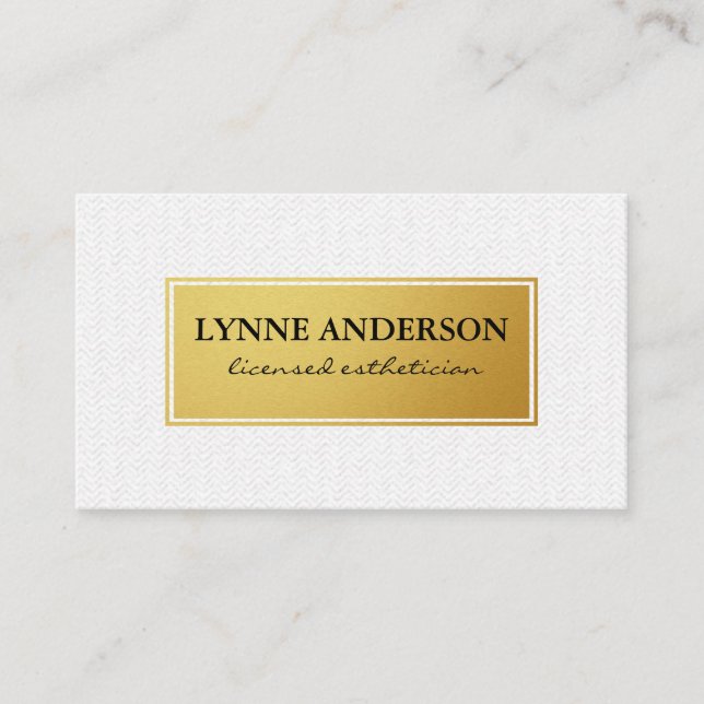 Faux Metallic Gold with Subtle Wavy Pattern Business Card (Front)