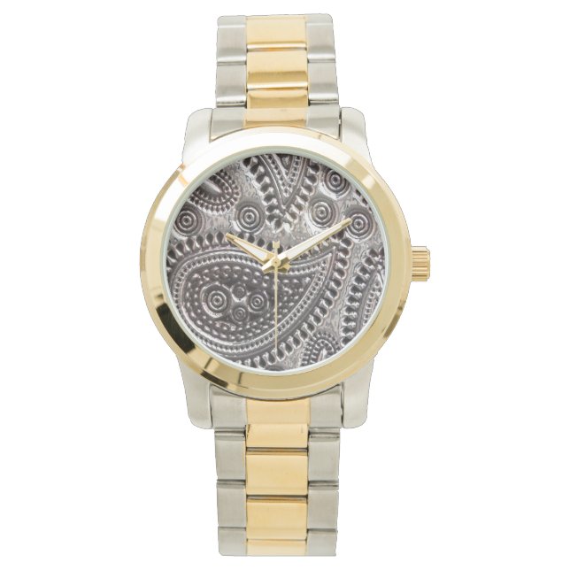 Faux Metallic Paisley Womens watch (Front)