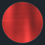 Faux Metallic Red Blank Classic Round Sticker<br><div class="desc">Create your own party favour stickers.
Girly faux bright red metallic style ombre foil.
Customise the artistic blank background with your own personalised text.
The faux metallic foil digital art all print like a photo.</div>