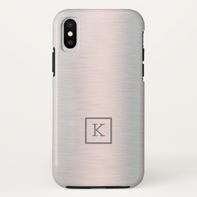 Faux metallic silver-grey brushed aluminium look Case-Mate iPhone case (Back)