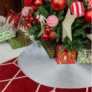 Faux Metallic Silver Grey Gradient Brushed Polyester Tree Skirt