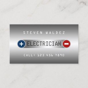 Faux metallic texture plus and minus electrical  business card