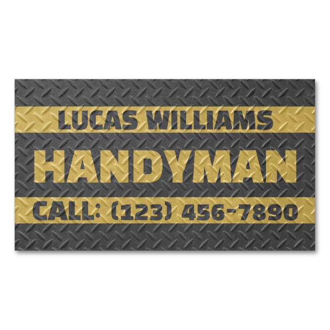 Faux metallic texture surface handyman  	Magnetic business card (Front)