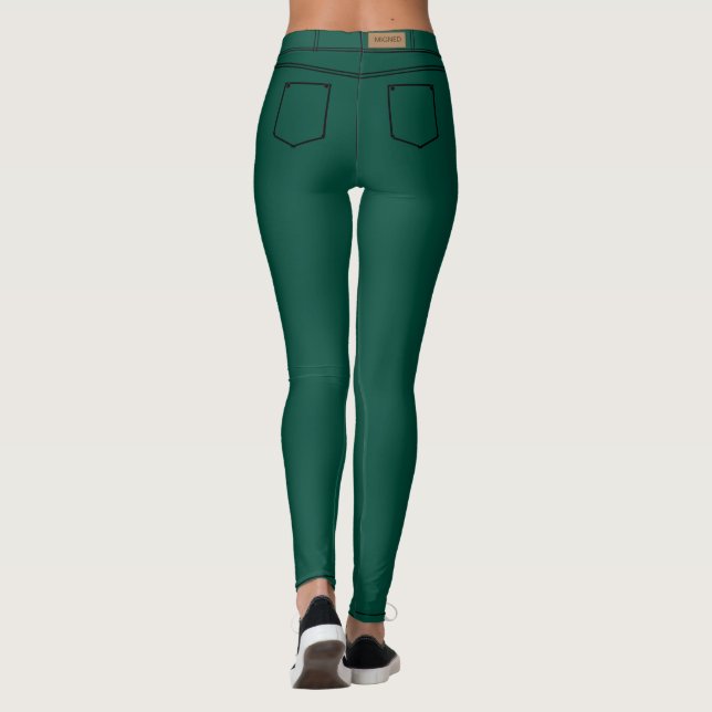 Faux Modern Green Jeans Leggings "MIGNED" (Back)