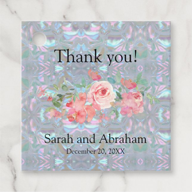 Faux Mother of Pearl  Favour Tags (Front)