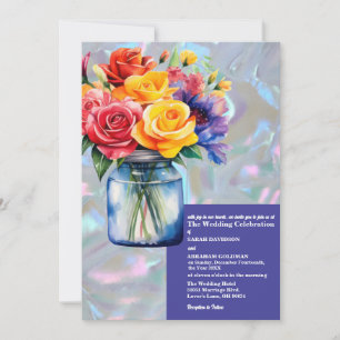 Faux Mother of Pearl Iridescent Wedding Invitation