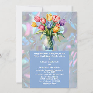 Faux Mother of Pearl Iridescent Wedding Invitation