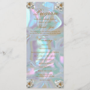 Faux Mother of Pearl Wedding Program Menu