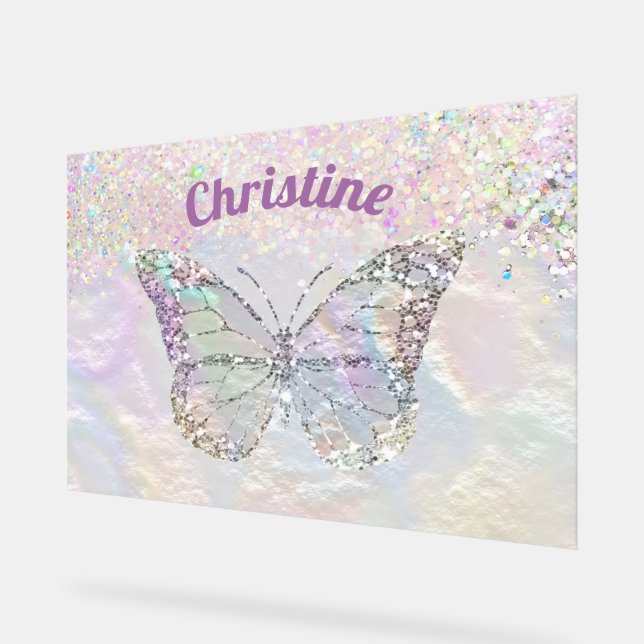 faux nacre butterfly acrylic sign (Angle)