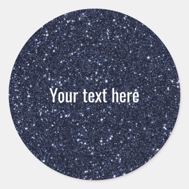 Faux Navy Blue Gliter Classic Round Sticker (Front)