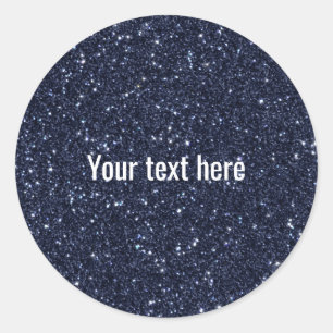 Faux Navy Blue Gliter Classic Round Sticker
