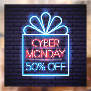 Faux Neon Cyber Monday 50% Off Sale Business Window Cling