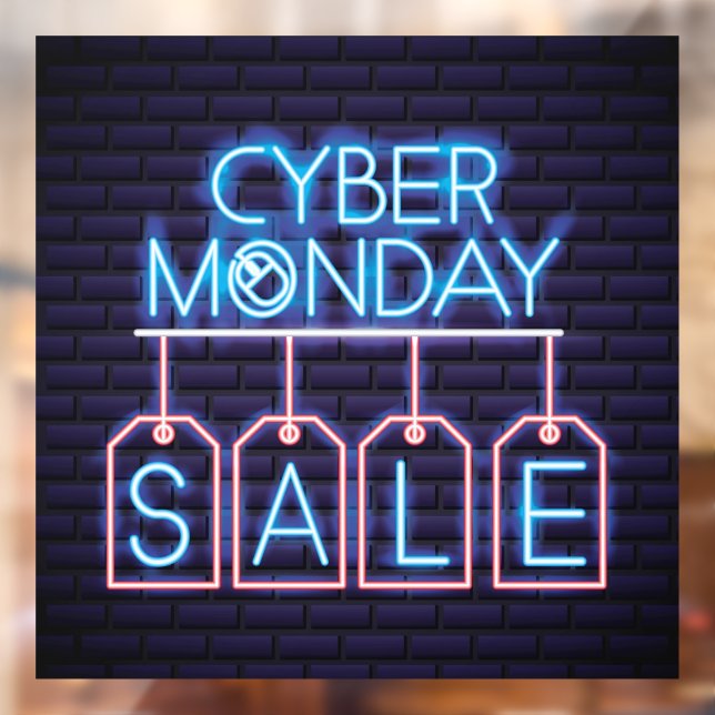 Faux Neon Cyber Monday Sale Business Banner Window Cling (Sheet 2)