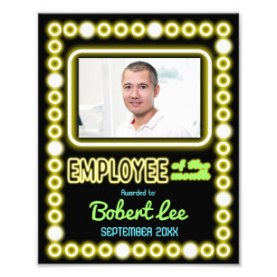 Faux neon employee of the month photo award print