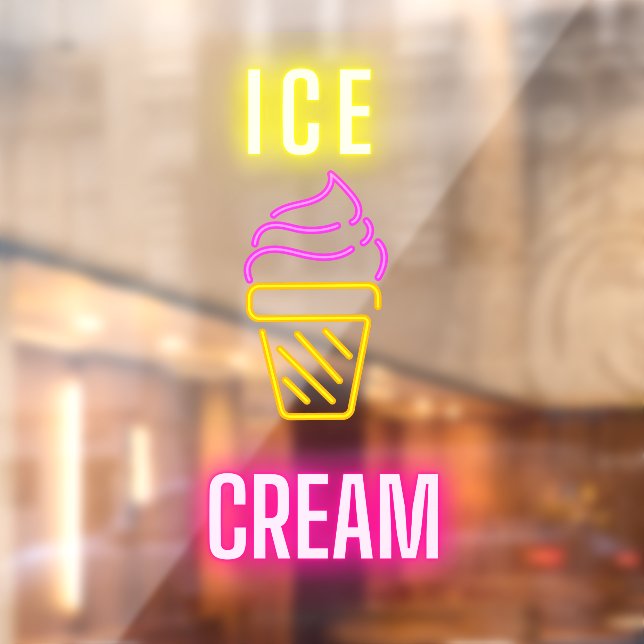 Faux Neon Ice Cream Cone Business Window Cling (Sheet 2)