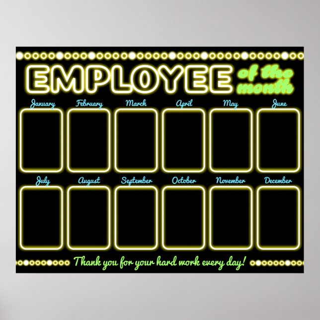 Faux neon photo employee of the month display poster (Front)