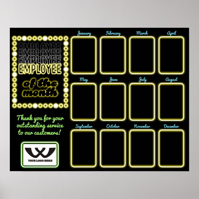 Faux neon photo employee of the month display poster (Front)