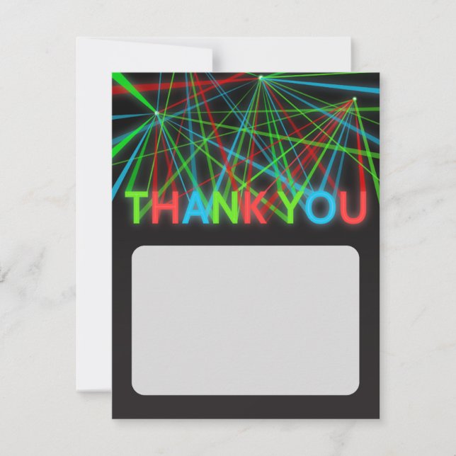 Faux Neon Words Thank You Note Card (Front)