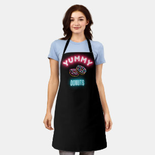 Faux Neon Yummy Doughnuts Custom Business Shop  Apron