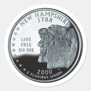 Faux New Hampshire State Quarter Classic Round Sticker