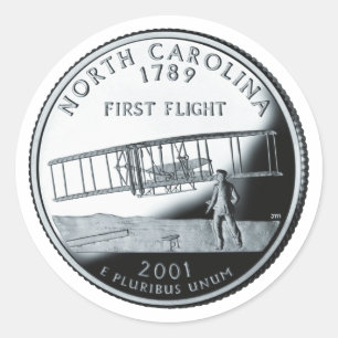Faux North Carolina State Quarter Classic Round Sticker
