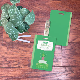 Faux Notebook Nurse Green Hall Pass Badge ID Badge