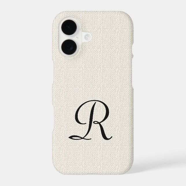 Faux Off White Burlap Custom Rustic Monogram (Back)