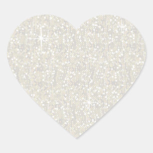 Faux Off White Glitter Confetti Heart Sticker