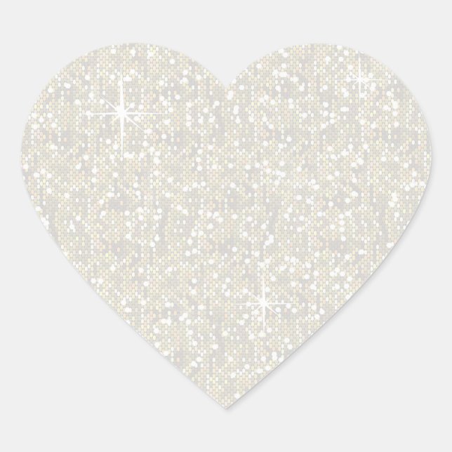Faux Off White Glitter Confetti Heart Sticker (Front)