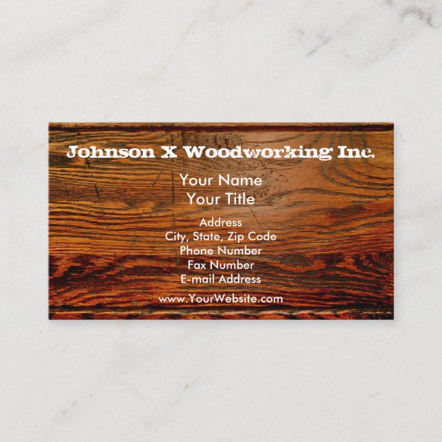 Faux Oiled Wood Plank Personalised Custom Business Card (Front)